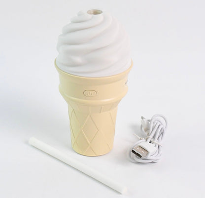 Ice Cream Cone Shape Humidifier & Air
Freshener With Led Light - Cream