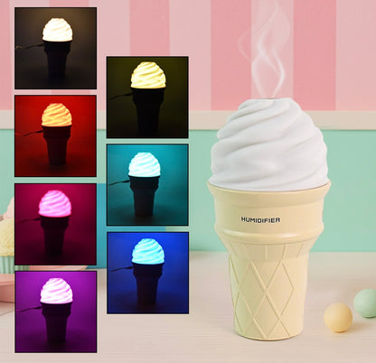 Ice Cream Cone Shape Humidifier & Air
Freshener With Led Light - Cream