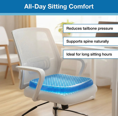 Premium Honeycomb Gel Seat Cushion – Orthopedic Pressure Relief Cushion for Office Chair, Car & Home