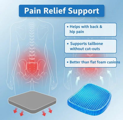 Premium Honeycomb Gel Seat Cushion – Orthopedic Pressure Relief Cushion for Office Chair, Car & Home