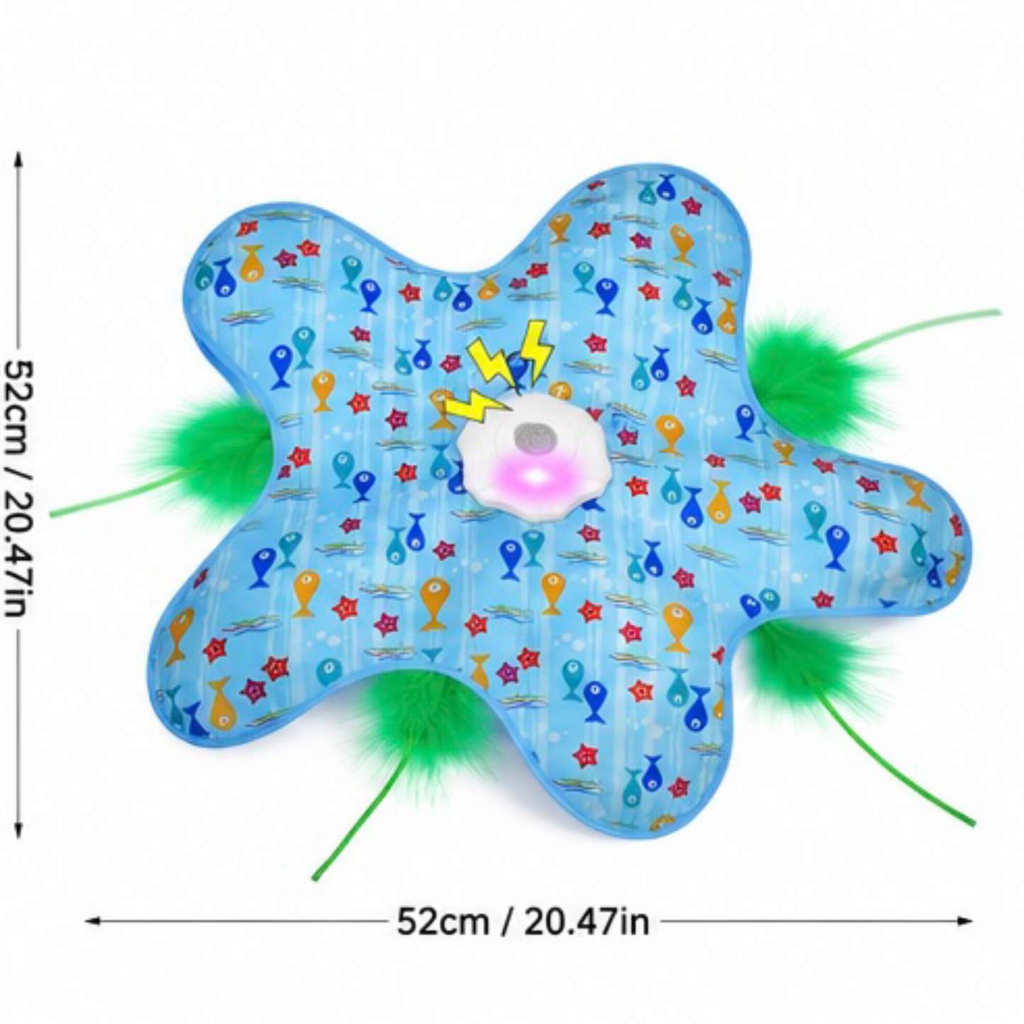 Interactive Automatic Cat Play Mat with LED & Feather Teaser Toy