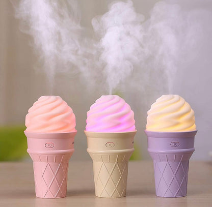 Ice Cream Cone Shape Humidifier & Air
Freshener With Led Light - Cream