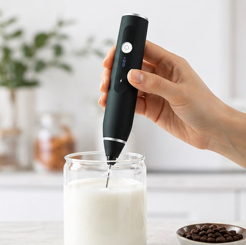 Rechargeable Electric Milk Frother | 3-Speed Handheld Coffee & Egg Beater