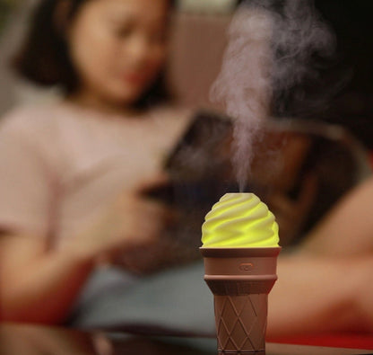 Ice Cream Cone Shape Humidifier & Air
Freshener With Led Light - Cream