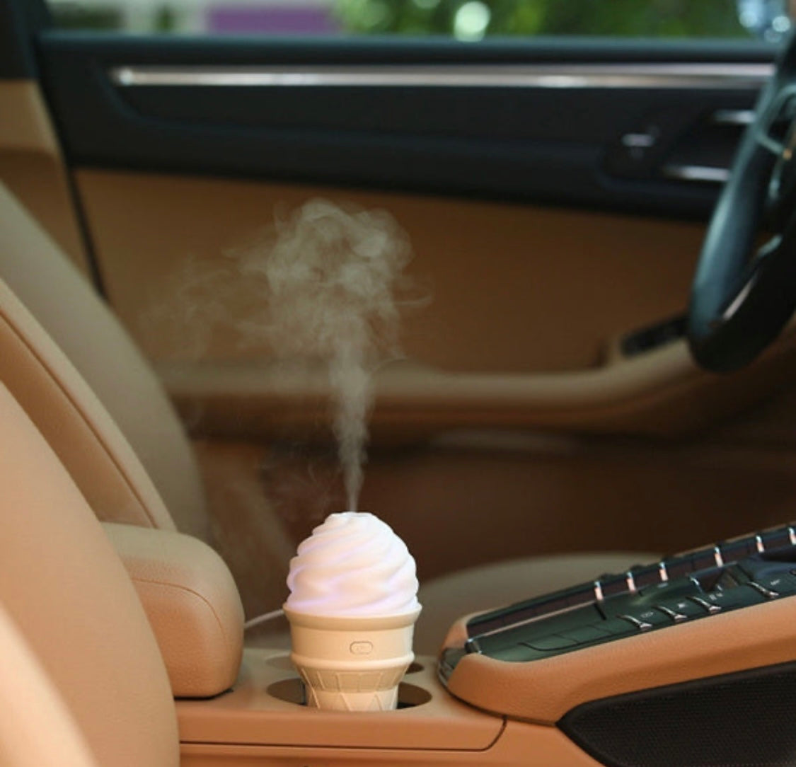 Ice Cream Cone Shape Humidifier & Air
Freshener With Led Light - Cream