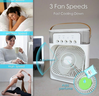 Portable Air Cooler Fan With 7-color Light - Personal Ac Fan
