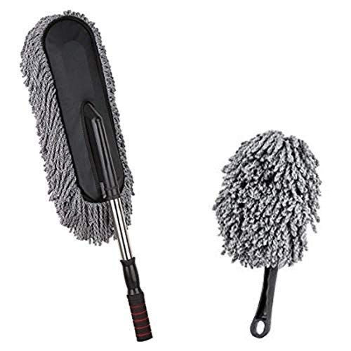 Car Duster With Long Retractable Handle & Soft Microfiber Bristles