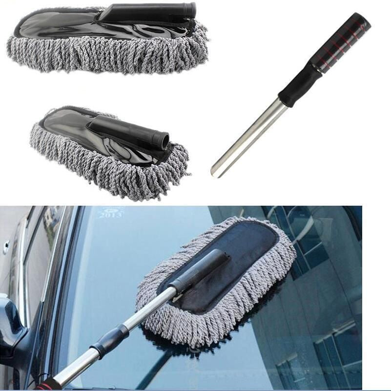 Car Duster With Long Retractable Handle & Soft Microfiber Bristles