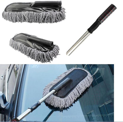 Car Duster With Long Retractable Handle & Soft Microfiber Bristles
