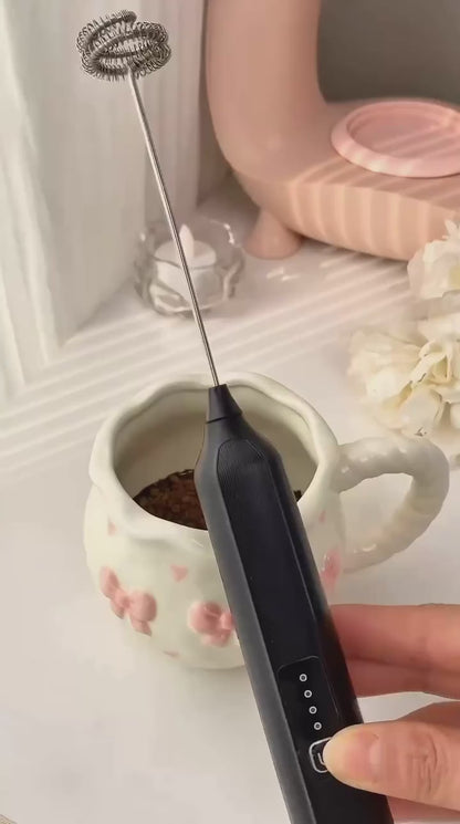 Rechargeable Electric Milk Frother | 3-Speed Handheld Coffee & Egg Beater